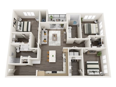 Floor plan for 3 beds, 2 baths, 1415 sqft